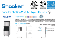 Machine à glaçons commerciale Snooker SK-329 110V60Hz, garantie 5 ans, stockage de 140 kg de glace, compresseur Secop
