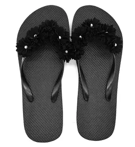 New Fashion Rubber Flip Flops Women Classic Design With Flower Decoration Sandals For Women