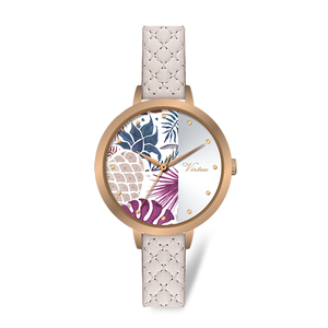 매력 유행 합금 다채로운 열대 과일 파인애플 패턴 사용자 정의 숙녀 시계 젊은 사람들을위한 부드러운 가죽 밴드 선물 - Product Image 3