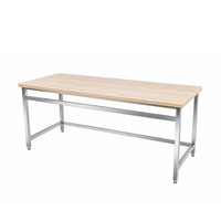 Table de boucher en acier inoxydable 1800 mm avec plan de travail en bois pour la préparation de pâte à boulangerie