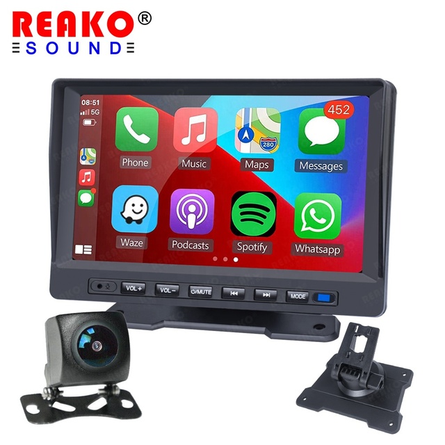 Portable Wireless Carplay Android Auto Tablet Car Radio Stereo Wifi BT 7" Touchscreen Smart Car Monitor With AHD Camera