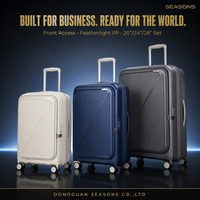 Valise à coque rigide légère à ouverture frontale en PP, 20-28 pouces, avec compartiment pour ordinateur portable, serrure TSA, logo personnalisé, vente en gros
