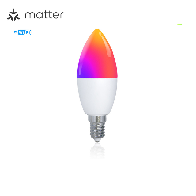 Matter Tuya Smart WiFi Bulb Dimmable Led Light 16 Million RGB Candle Light App Remote Control LED Bulb Light Alexa Google Home