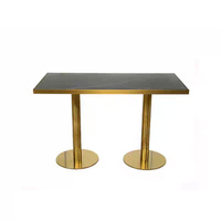 Table à manger de luxe de haute qualité garniture dorée pied en acier inoxydable marbre poli pour restaurant ensemble de table à manger café
