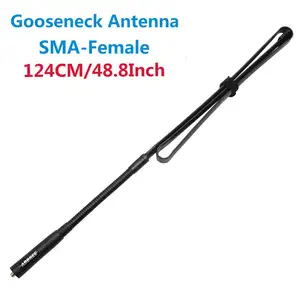 Antena de gola de cisne abbree AR-152G sma, feminina, 124cm, dobrável, banda dupla para baofeng UV-5R UV-82, walkie talkie, antena tática de ganho alto