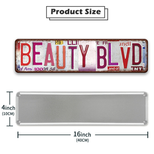 Décoration murale en métal long et assemblé avec texte 'Nail Tech Have Woman Cave Beauty Blvd' - Product Image 2