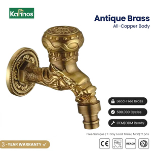 Robinet mural en laiton de style européen pour machine à laver, buse d'eau, robinet d'arrêt à poignée unique pour eau froide, jardin, extérieur, buanderie - Product Image 1