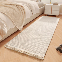 Modern Minimalist Bedroom Rug, Long Woven Floor Mat with Tassels, Non-slip Runner Mat for Bedside