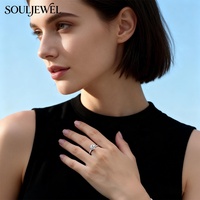Bague de fiançailles Souljewel 1ct D Color VVS Moissanite, classique à six griffes, plaquée rhodium, argent sterling 925, certifiée GRA