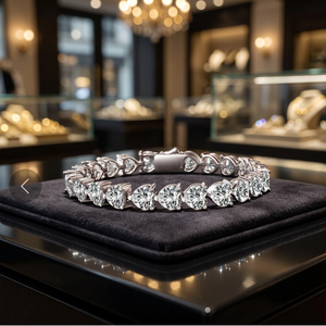 Pulsera de tenis de oro rosa hecha a mano con diamantes brillantes, joyería fina para bodas, regalo de lujo para ella - Product Image 2