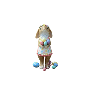 Figurine <span class=keywords><strong>Lapin</strong></span> <span class=keywords><strong>de</strong></span> Pâques Florale - Cadeau Personnalisé en Polyrésine, <span class=keywords><strong>Lapin</strong></span> Artisanal avec Panier d'Œufs pour Décoration <span class=keywords><strong>de</strong></span> Ferme et d'Intérieur Printanier - Product Image 3