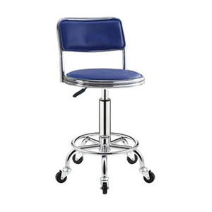 Zxm Novelty Design Black Bar Leather <b>Counter</b> <b>Stool</b> Metal Frame <b>Back</b> Barber Chair <b>With</b> Wheel Beauty Salon - Product Image 4