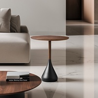 Table basse de salon haut de gamme minimaliste italienne en bois massif avec plateau en noyer, design créatif