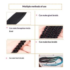 Perruque longue et droite en fibre chimique, tresses africaines, cheveux au <span class=keywords><strong>crochet</strong></span>, perruque à double trame faite à la machine - Product Image 4