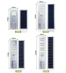 ไฟถนนพลังงานแสงอาทิตย์ LED แบบครบวงจร IP65โคมไฟอลูมิเนียมกลางแจ้ง50W 100W 150W 200W ความสว่างสูงสำหรับการใช้ถนน - Product Image 4