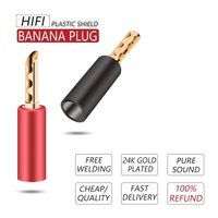 Connecteur banane d'alimentation hi-fi pour câble de 4MM, 50 pièces, connecteur banane pour haut-parleur Audio, prise en laiton plaqué or avec tube en plastique