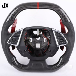Volant de <span class=keywords><strong>sport</strong></span> en cuir perforé LED en fibre de carbone pour Chevrolet <span class=keywords><strong>Camaro</strong></span> Corvette C7 C6 C8 ZL1 ZR1 Z06 SS Accessoires de voiture - Product Image 2