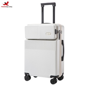 Fashion Multifunctional Front Open Luggage <b>Suitcase</b> Travel Bag With Usb Charger and Cup Holder Luggage RTS Bulk Mixed Order - Product Image 1