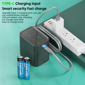 PUJIMAX Nueva Tendencia Batería de Litio Recargable <span class=keywords><strong>AA</strong></span> de 1.5V con Cargador Tipo C de 8 Ranuras para 8 Piezas de Baterías de Carga Rápida de 3400mWh y 4255mWh - Product Image 3