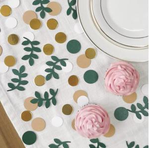 Confeti de eucalipto de Oro Verde Baby Shower ramas verde oscuro Decoración de mesa de dispersión Decoración de mesa de guardería suministros de ducha de bebé - Product Image 6