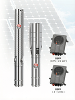 Pompe solaire submersible hybride AC/DC, débit max. 4,8 m³/h, hauteur de refoulement max. 203 m, pompe à eau pour puits profond (panneau solaire non inclus)