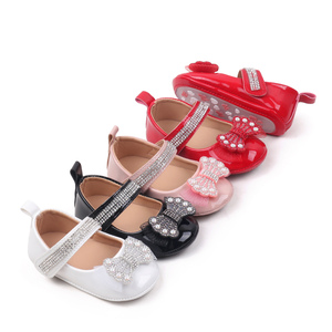 Chaussures pour bébé fille, charmantes, douces, avec strass, légères, élégantes, tendance, scintillantes, Mary Jane, nœud papillon, précieuses, chaussures de princesse - Product Image 2