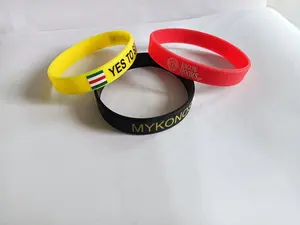 Manufacturer Free Sample Newest Hot Sale High Quality Embossed Low Price Silicone Wristband For Event By 1/2 Inch