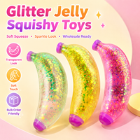 Jouets Squishy en forme de banane à paillettes, transparents, souples, anti-stress, nouveauté pour cadeaux, vente en gros