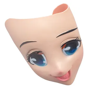 Máscara de látex para Cosplay, mascarilla Sexy de ojos grandes de Lolita, Anime, Kigurumi, personaje de dibujos animados