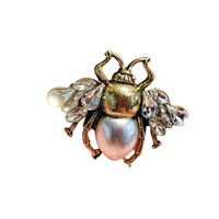 Broche de luxe pour femme en forme d'abeille, plaquée or, avec strass vintage, pour les occasions de cadeaux et de fêtes - Marque GG