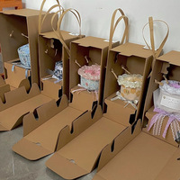 Custom Eco Recycle Bouquet Display Box with Rigid Corrugated Packaging with Side-Opening Lid Sealable Logo for Flower