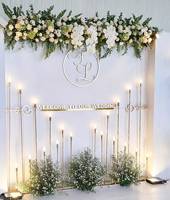 Candélabre en métal doré à 10 têtes, porte-bougie, décoration de scène de mariage, centre de table, candélabre LED, lumière de mariage, décoration de fête