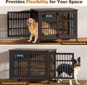 EasyCom 42 "/41"/33 "Madera Ecológico Heavy Duty <span class=keywords><strong>Dog</strong></span> Kennel con puertas dobles para perros grandes Interior/Exterior Todas las estaciones - Product Image 4