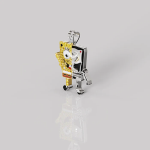 Colgante de Plata de Bob Esponja con Diseño Anatómico, Hecho a Mano, Símbolo de Dualidad, Joyería de Dibujos Animados, Serie Artística de Anatomía de la Vida y la Muerte, Lujo - Product Image 6