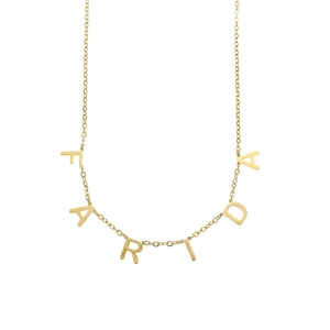 Collier pendentif chaîne à maillons en acier inoxydable plaqué or 18 carats avec nom personnalisé, certifié CE, pour usage quotidien - Product Image 5