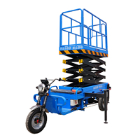 Plateforme de travail à trois roues 6-16M, petit élévateur hydraulique, tricycle élévateur avec stabilisateurs