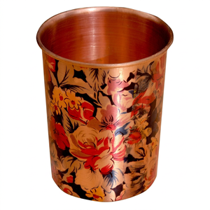 Bouteille d'eau en cuivre avec imprimé floral, design élégant, réutilisable, anti-fuite, pour le bien-être, cadeau de cuisine - Product Image 1