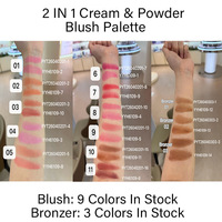 Groothandel 2-in-1 poeder & crème dual-color blush palette, aangepaste logo's mogelijk, matte & dewy finish blush palette