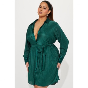 Nouvelle robe plissée mini à manches longues pour femme, design élégant, haute qualité, sexy, printemps, décontractée - Product Image 5