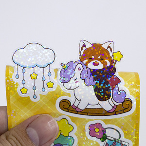 Cartoon Glitter Sticker PVC Waterproof Home Decoration Digital Printing Cartoon Pattern Gloss <b>Lamination</b> - Product Image 1