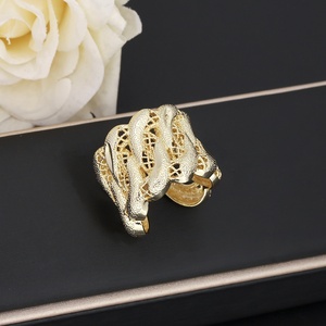 JXX Women's <b>Gold</b> Plated Brass Jewelry <b>Set</b> 2PCS Open <b>Bangle</b> Ring for Engagement Wedding and Party Gift - Product Image 3