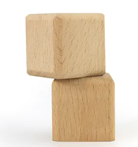 Hot Selling Natural Solid Wooden Square Blocks Beech Block Block Toy