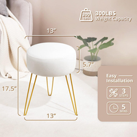 Tabouret de maquillage en velours blanc capitonné fait main JIAMEIJIA pour hôtel et appartement, OEM ODM