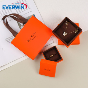 EVERWIN Custom Logo Fashionable Simple Style Square <b>Lid</b> and Base Ring Necklace Jewelry <b>Gift</b> Packaging Cotton Lining Jewelry <b>Box</b> - Product Image 1