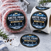 Étiquettes adhésives imperméables, résistantes à l'huile et au congélateur pour aliments congelés, viande, fruits de mer, galettes de hamburgers et emballages de chaîne du froid