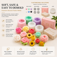 Moule en silicone 3D pour bougies en forme de fleurs, personnalisable, rose, pivoine, gâteau, multifonctionnel, vente en gros OEM/ODM