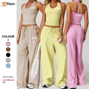 Set di pantaloni da Yoga a gamba larga con coulisse bretelle ad asciugatura rapida <span class=keywords><strong>tuta</strong></span> sportiva da donna Casual da corsa abbigliamento sportivo da <span class=keywords><strong>palestra</strong></span> abbigliamento Fitness - Product Image 1