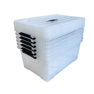 Stackable clear plastic bins plastic storage box with lid customized logo box