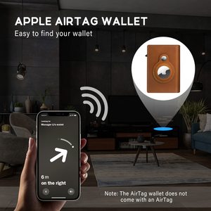 Portefeuille homme en cuir véritable lisse fait main avec emplacement pour AirTag, porte-cartes fin à trois volets en métal pour homme - Product Image 5