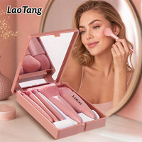 Ensemble de pinceaux de maquillage miniatures professionnels de haute qualité pour le visage, avec logo personnalisé, étiquette privée, pour la maison et les voyages, avec boîte miroir en nylon